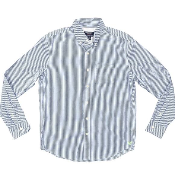 American Eagle Outfitters Other - American Eagle Men's Medium Blue Striped Athletic Cotton Button Shirt